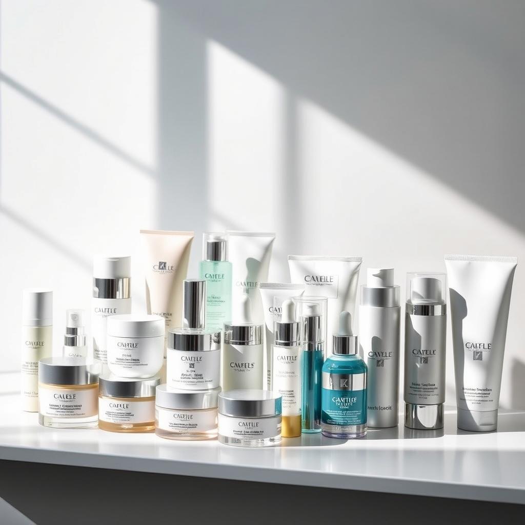 A meticulously organized display of high-quality skin care products, arranged on a sleek, minimalist backdrop. Soft, natural lighting illuminates the scene, highlighting the premium packaging and textures of the items. In the foreground, an assortment of moisturizers, serums, and cleansers from top-tier brands are neatly positioned, showcasing their efficacy and luxurious appeal. The middle ground features a selection of targeted treatments, such as eye creams and masques, while the background subtly hints at additional ancillary products, creating a sense of depth and completeness. The overall composition conveys a sense of sophistication, professionalism, and the promise of transformative skin care.