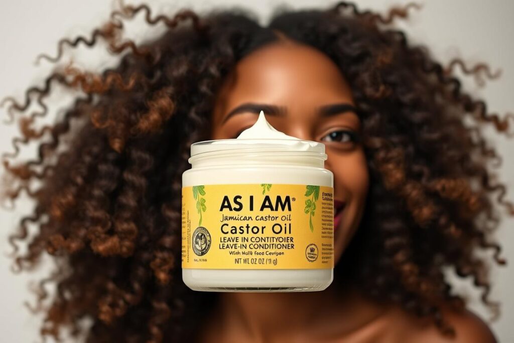 As I Am Jamaican Castor Oil Leave-In Conditioner with air-dried curly hair As I Am Jamaican Castor Oil Leave-In Conditioner with air-dried curly hair